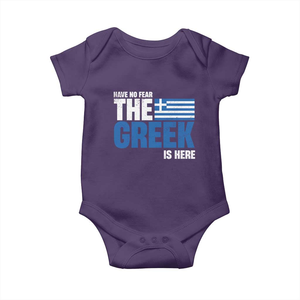 Proud Greece Baby Onesie Have No Fear The Greek Is Here TS09 Purple Print Your Wear