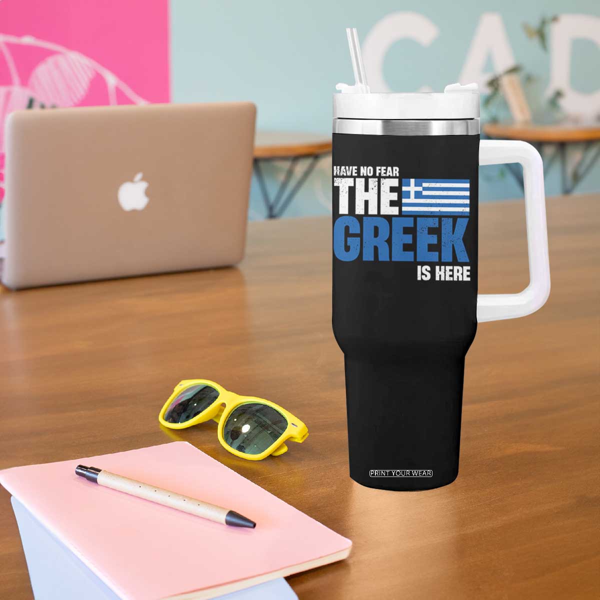 Proud Greece Tumbler With Handle Have No Fear The Greek Is Here TS09 Print Your Wear