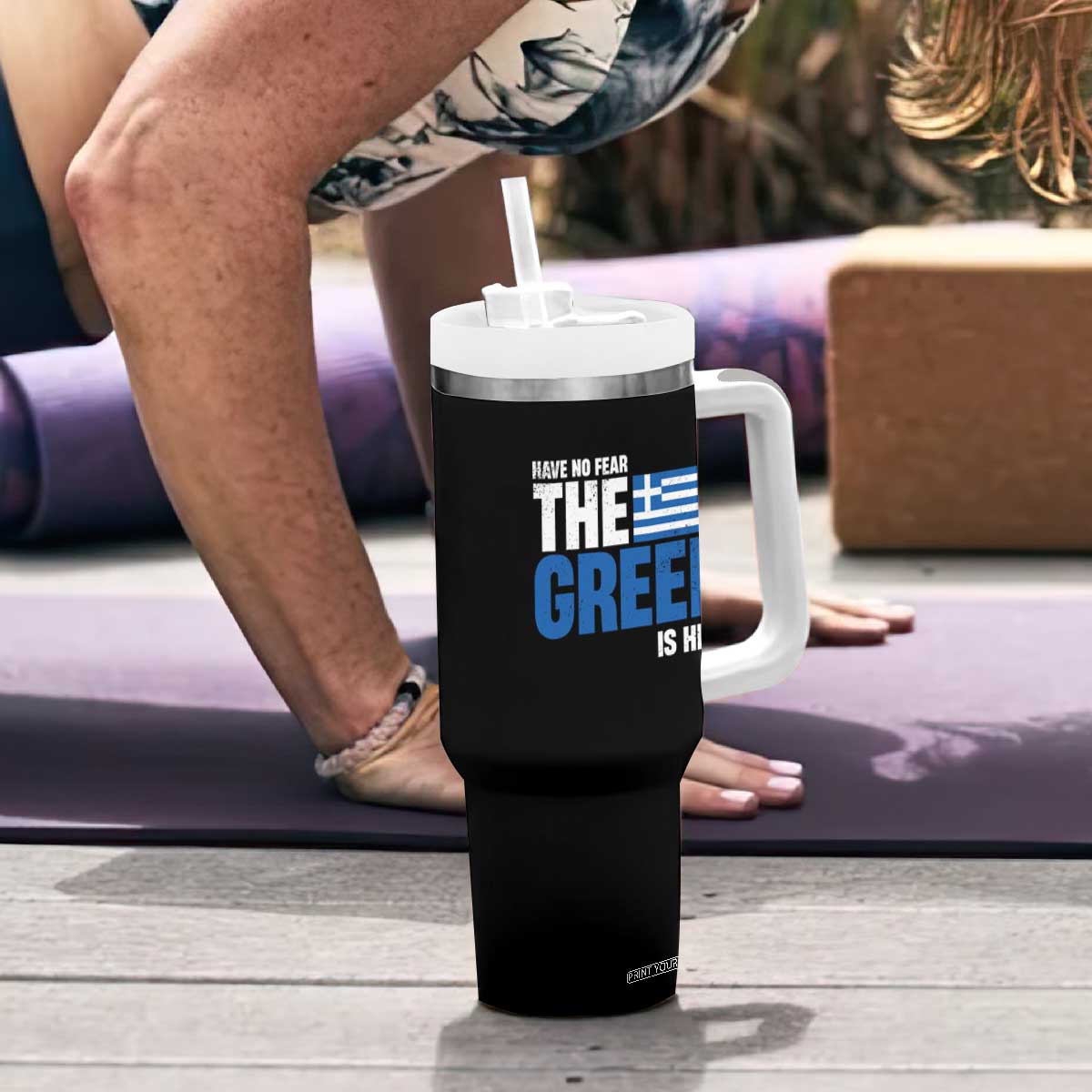 Proud Greece Tumbler With Handle Have No Fear The Greek Is Here TS09 Print Your Wear
