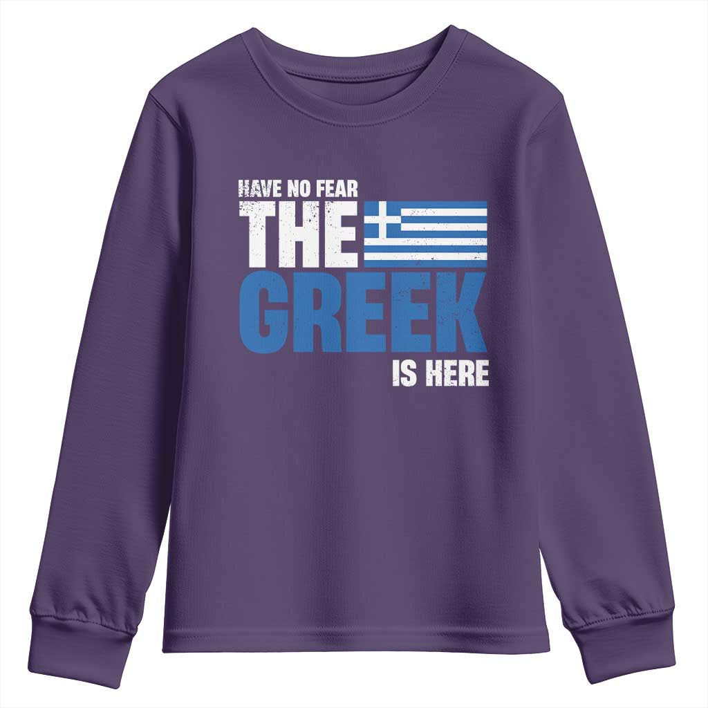 Proud Greece Youth Sweatshirt Have No Fear The Greek Is Here TS09 Purple Print Your Wear