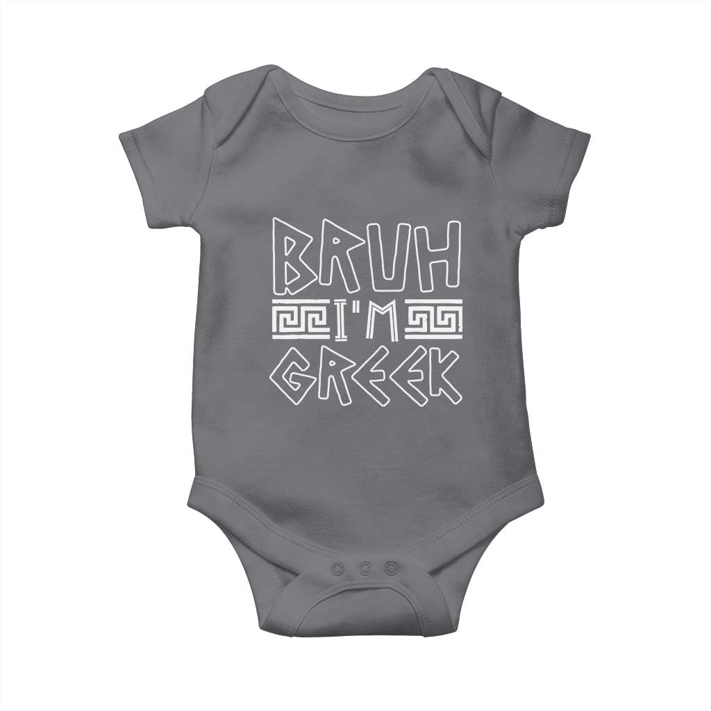 Proud Greece Baby Onesie Bruh I'm Greek TS09 Charcoal Print Your Wear