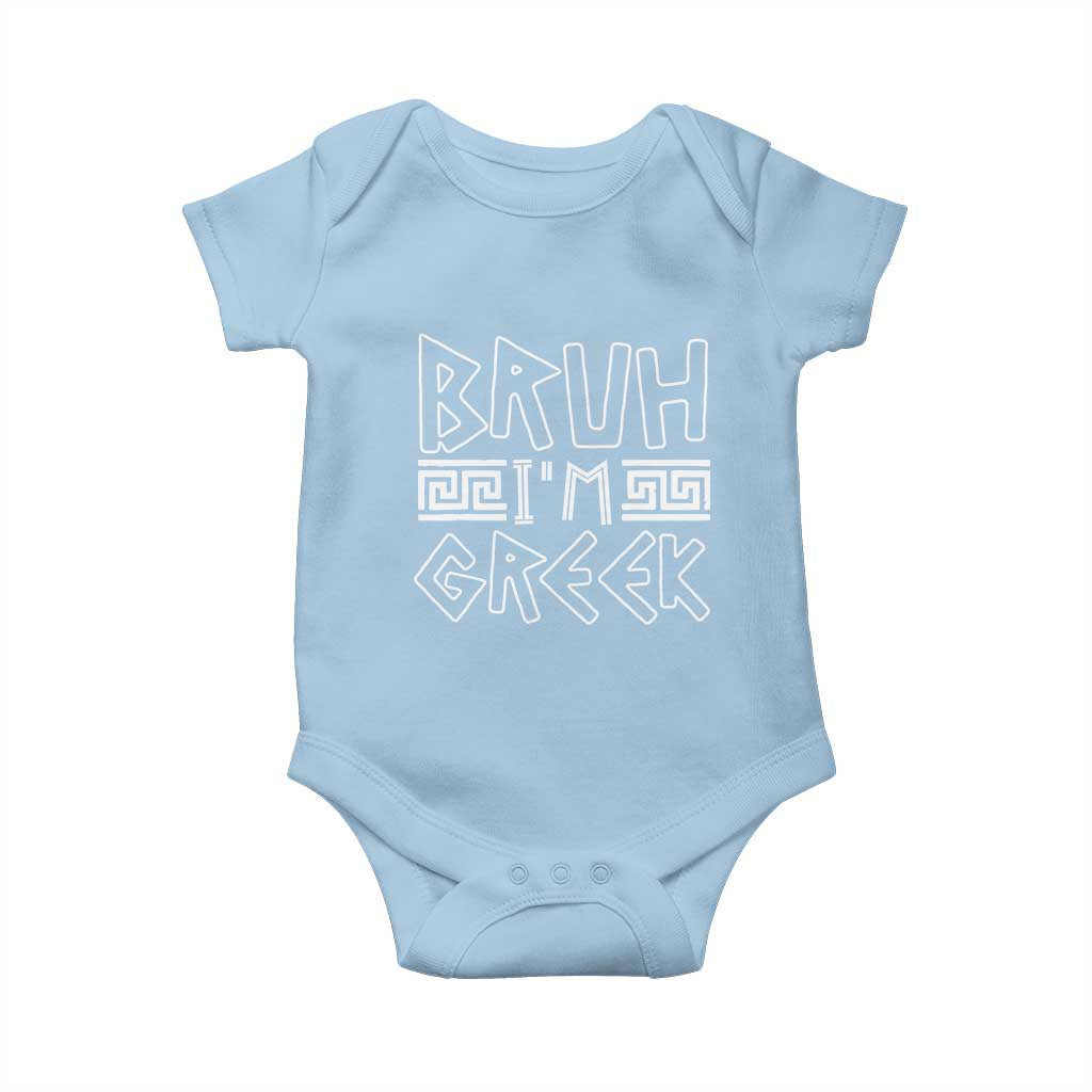 Proud Greece Baby Onesie Bruh I'm Greek TS09 Light Blue Print Your Wear