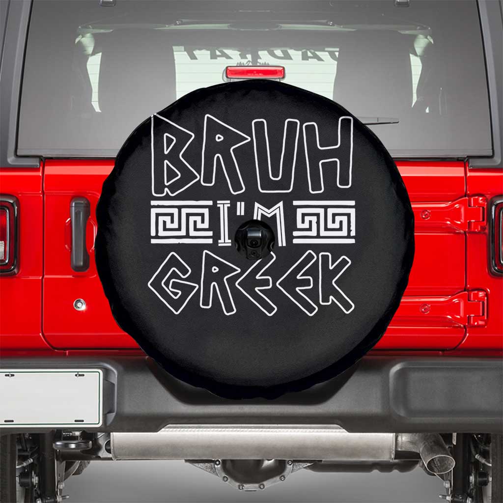 Proud Greece Spare Tire Cover Bruh I'm Greek TS09 Black Print Your Wear