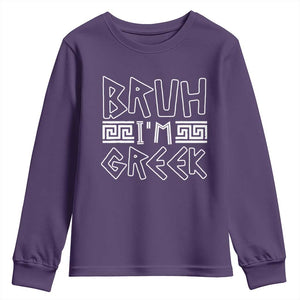 Proud Greece Youth Sweatshirt Bruh I'm Greek TS09 Purple Print Your Wear