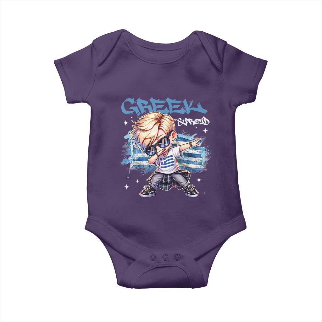 Funny Greek Boy Baby Onesie Greek And Proud Dabbing TS09 Purple Print Your Wear