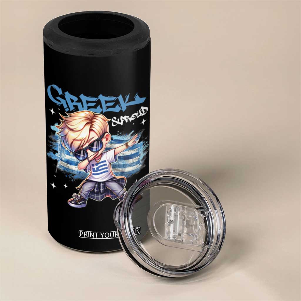 Funny Greek Boy 4 in 1 Can Cooler Tumbler Greek And Proud Dabbing TS09 Print Your Wear