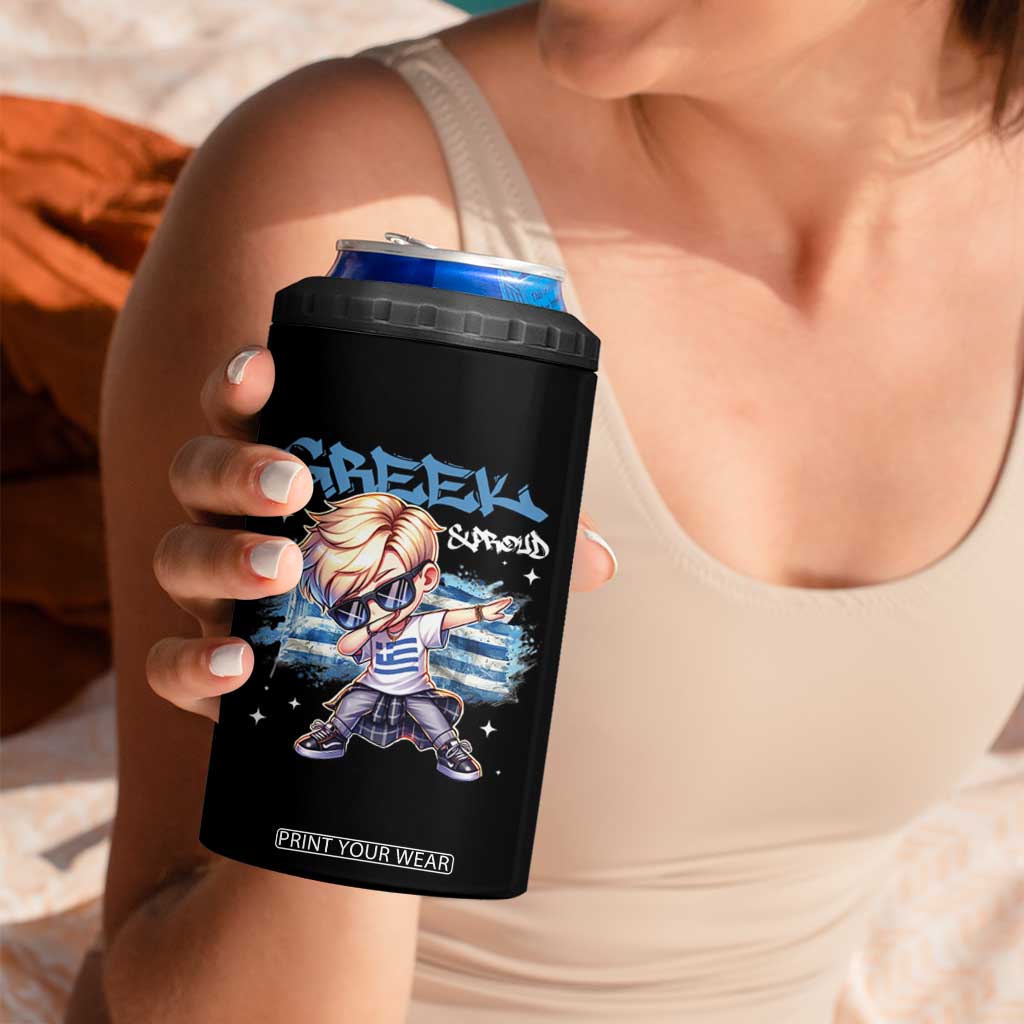 Funny Greek Boy 4 in 1 Can Cooler Tumbler Greek And Proud Dabbing TS09 Print Your Wear