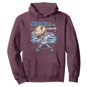 Funny Greek Boy Hoodie Greek And Proud Dabbing TS09 Maroon Print Your Wear