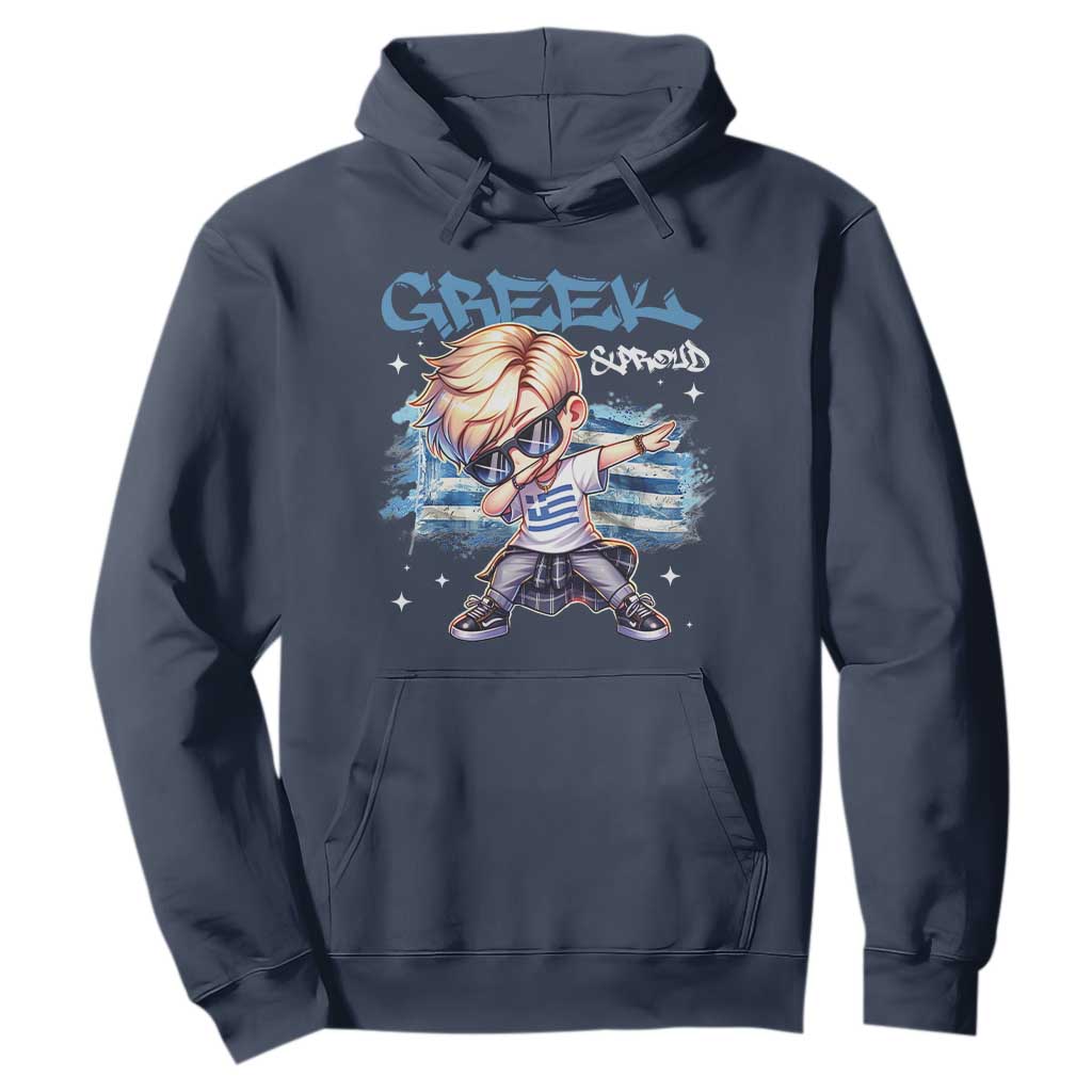 Funny Greek Boy Hoodie Greek And Proud Dabbing TS09 Navy Print Your Wear