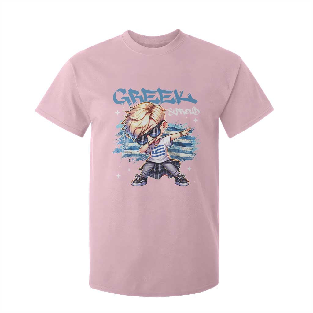 Funny Greek Boy T Shirt For Kid Greek And Proud Dabbing TS09 Light Pink Print Your Wear