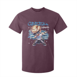Funny Greek Boy T Shirt For Kid Greek And Proud Dabbing TS09 Maroon Print Your Wear
