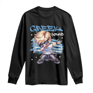 Funny Greek Boy Long Sleeve Shirt Greek And Proud Dabbing TS09 Black Print Your Wear