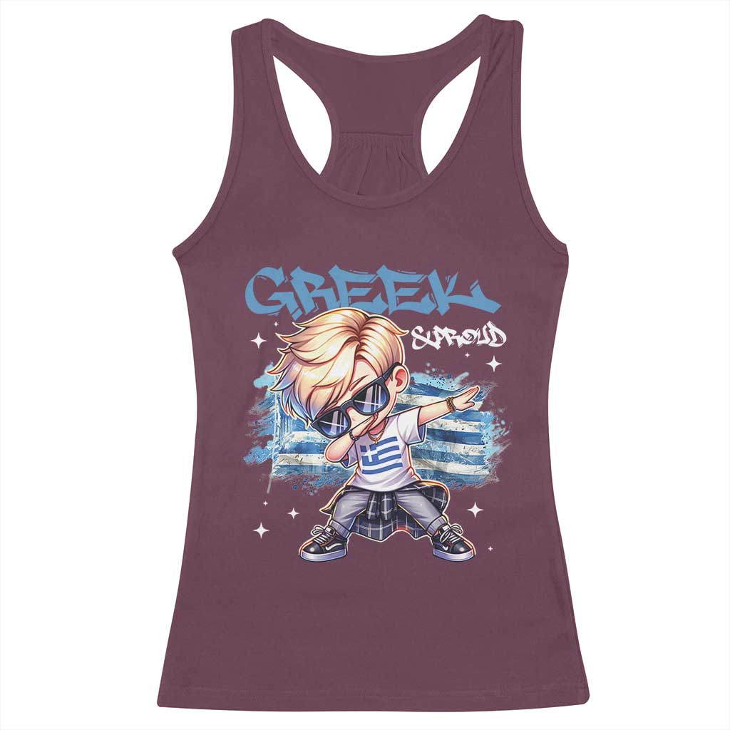 Funny Greek Boy Racerback Tank Top Greek And Proud Dabbing TS09 Maroon Print Your Wear