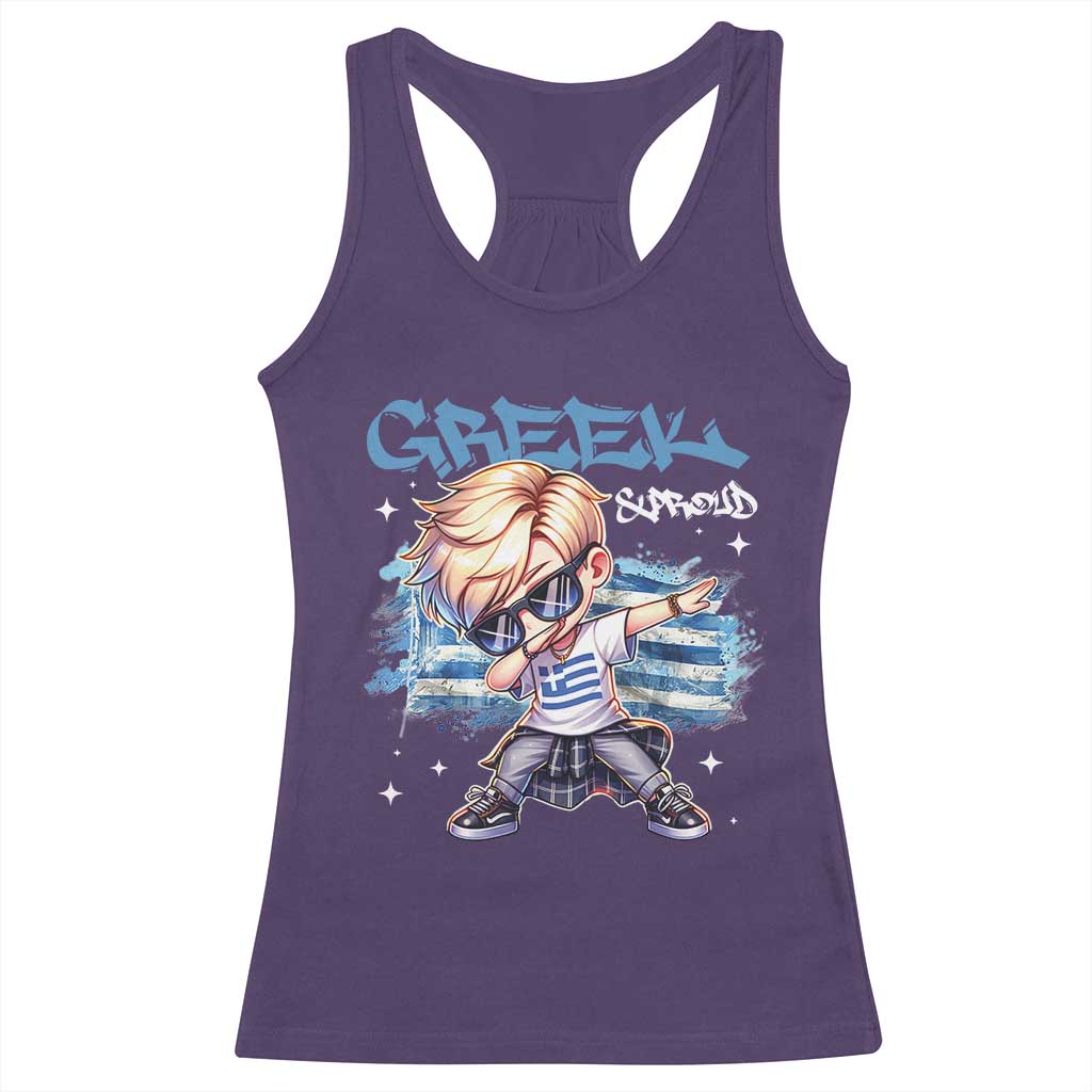 Funny Greek Boy Racerback Tank Top Greek And Proud Dabbing TS09 Purple Print Your Wear