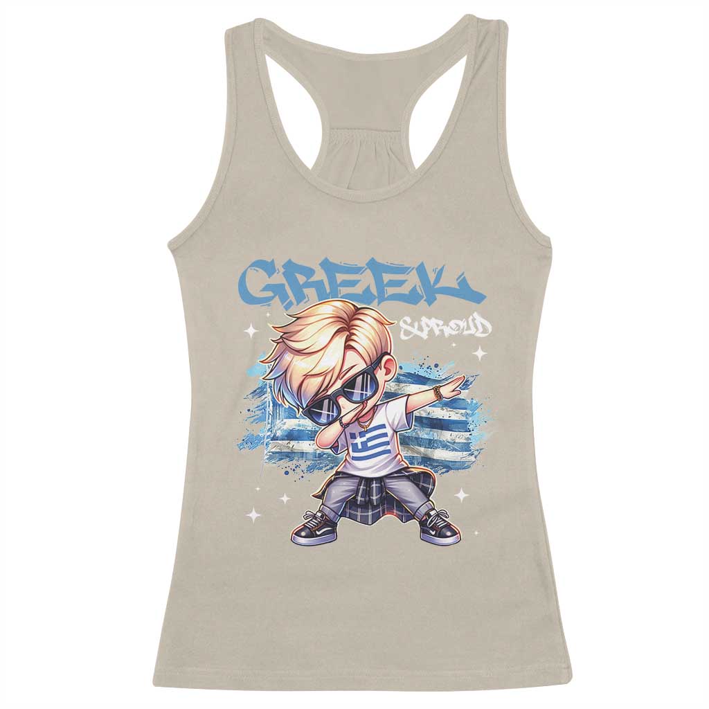 Funny Greek Boy Racerback Tank Top Greek And Proud Dabbing TS09 Sand Print Your Wear