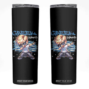 Funny Greek Boy Skinny Tumbler Greek And Proud Dabbing TS09 Black Print Your Wear