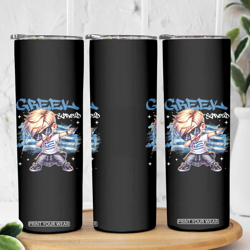 Funny Greek Boy Skinny Tumbler Greek And Proud Dabbing TS09 Print Your Wear