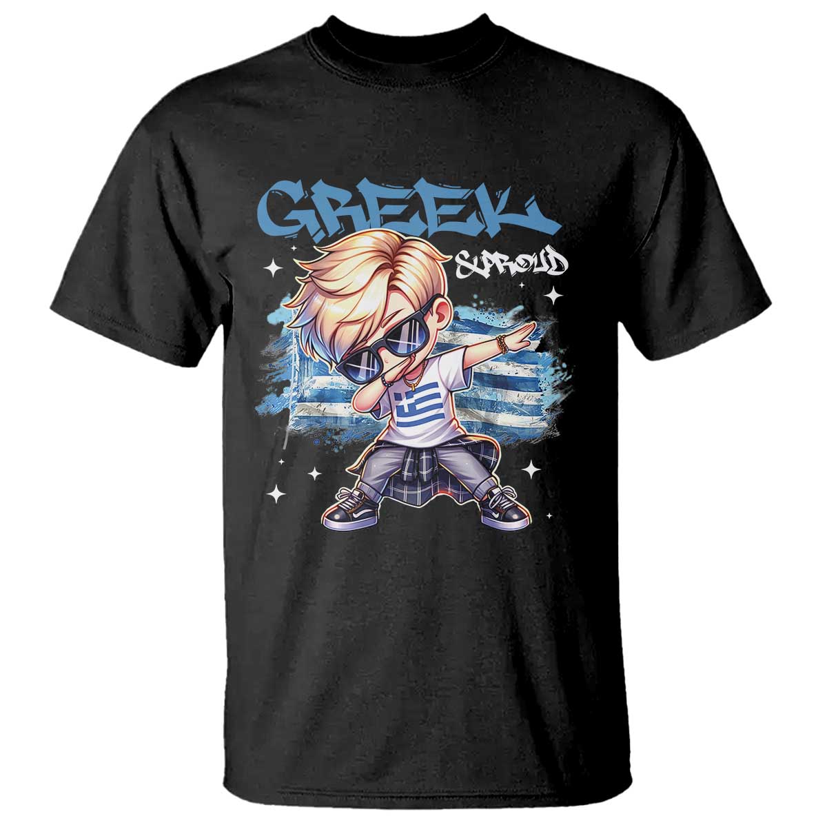 Funny Greek Boy T Shirt Greek And Proud Dabbing TS09 Black Print Your Wear