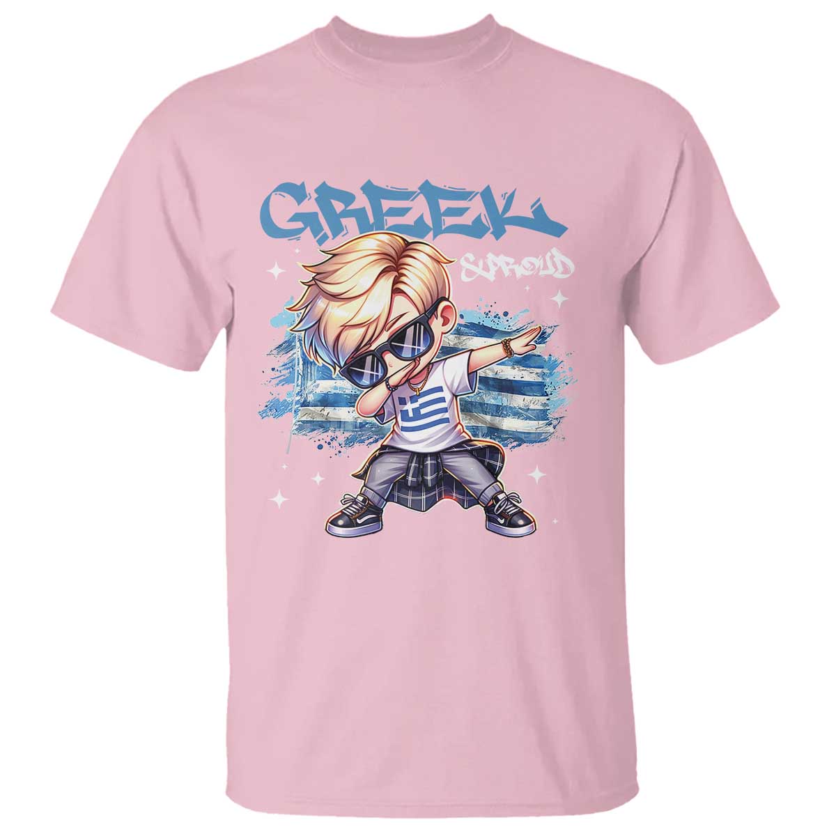 Funny Greek Boy T Shirt Greek And Proud Dabbing TS09 Light Pink Print Your Wear