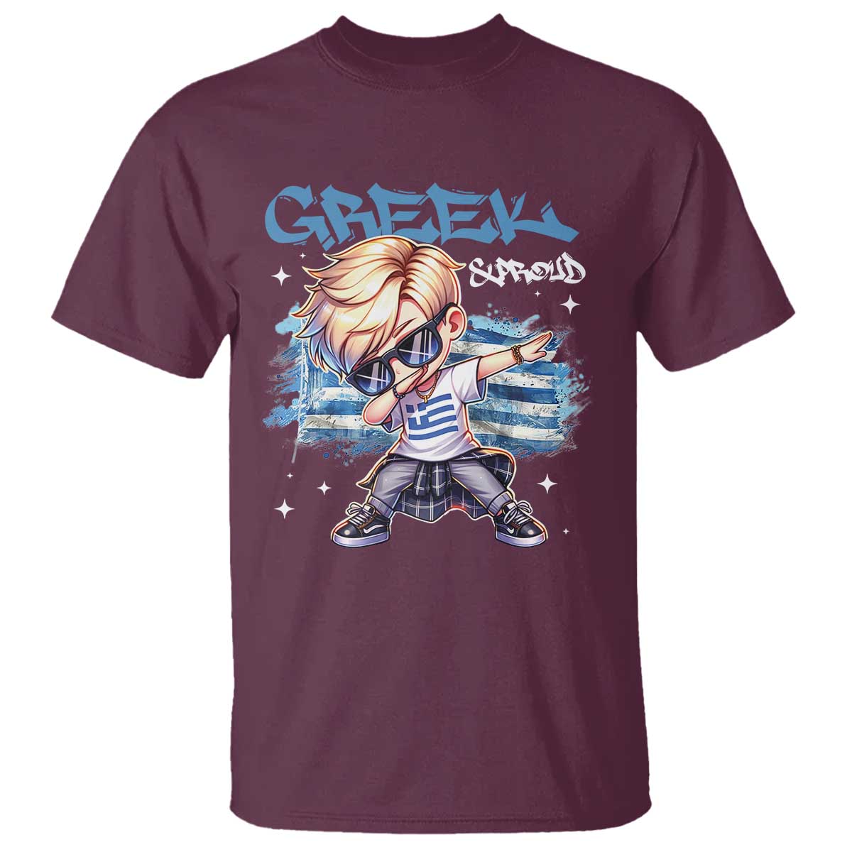 Funny Greek Boy T Shirt Greek And Proud Dabbing TS09 Maroon Print Your Wear
