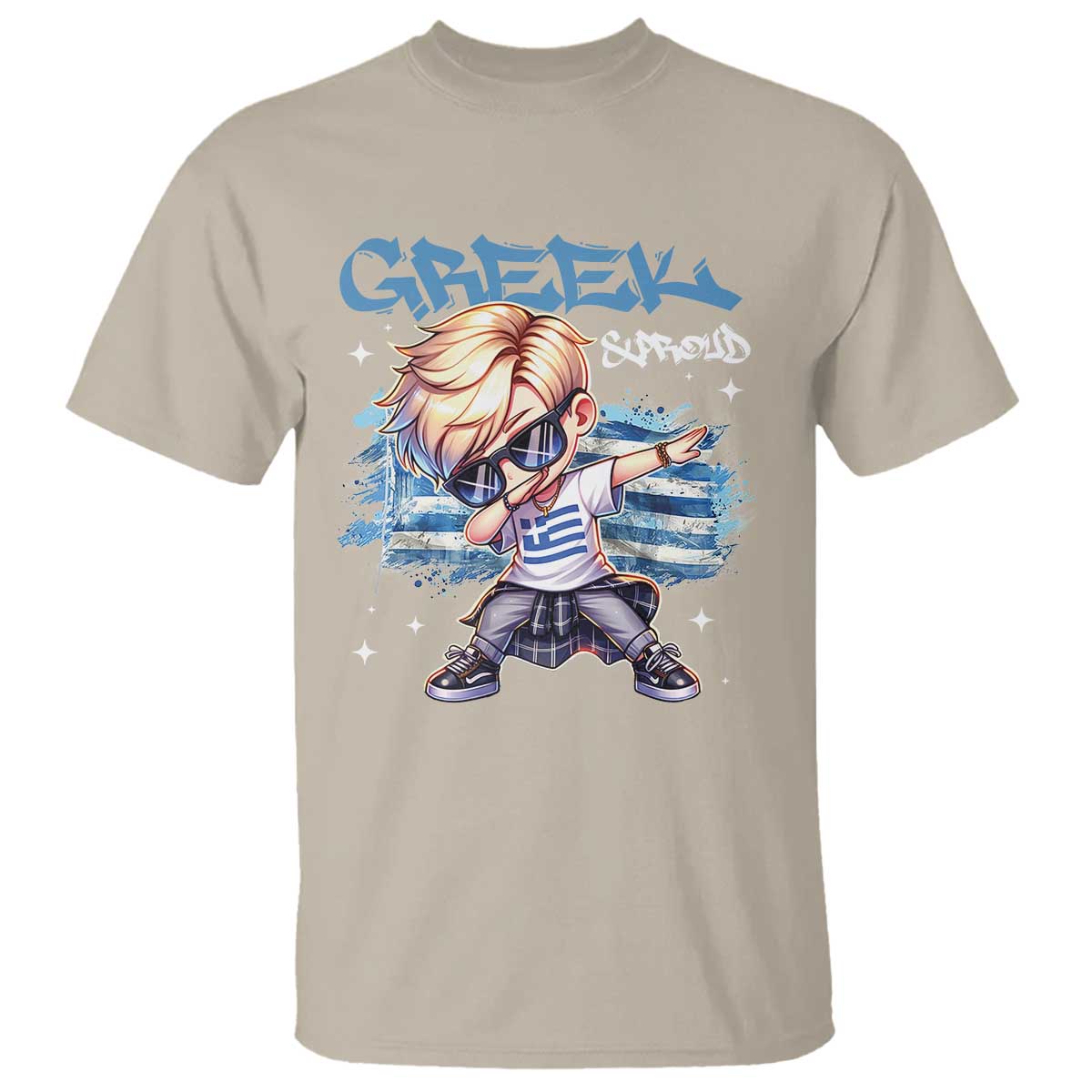 Funny Greek Boy T Shirt Greek And Proud Dabbing TS09 Sand Print Your Wear