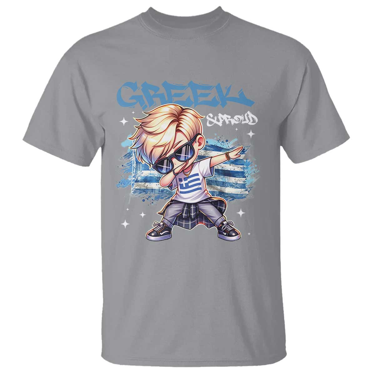 Funny Greek Boy T Shirt Greek And Proud Dabbing TS09 Sport Gray Print Your Wear