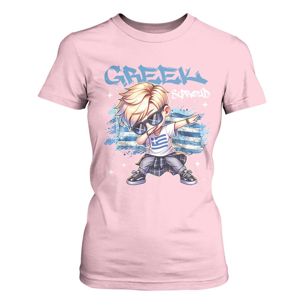 Funny Greek Boy T Shirt For Women Greek And Proud Dabbing TS09 Light Pink Print Your Wear
