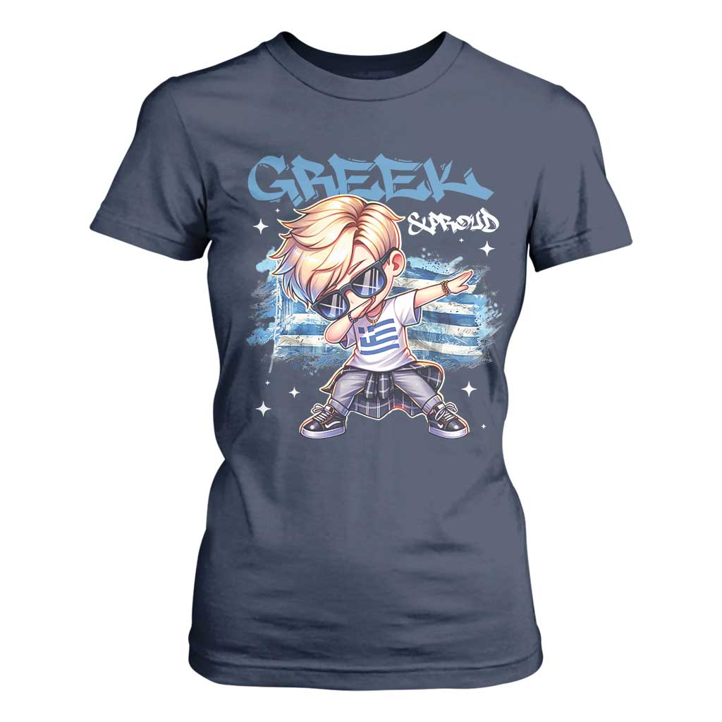 Funny Greek Boy T Shirt For Women Greek And Proud Dabbing TS09 Navy Print Your Wear