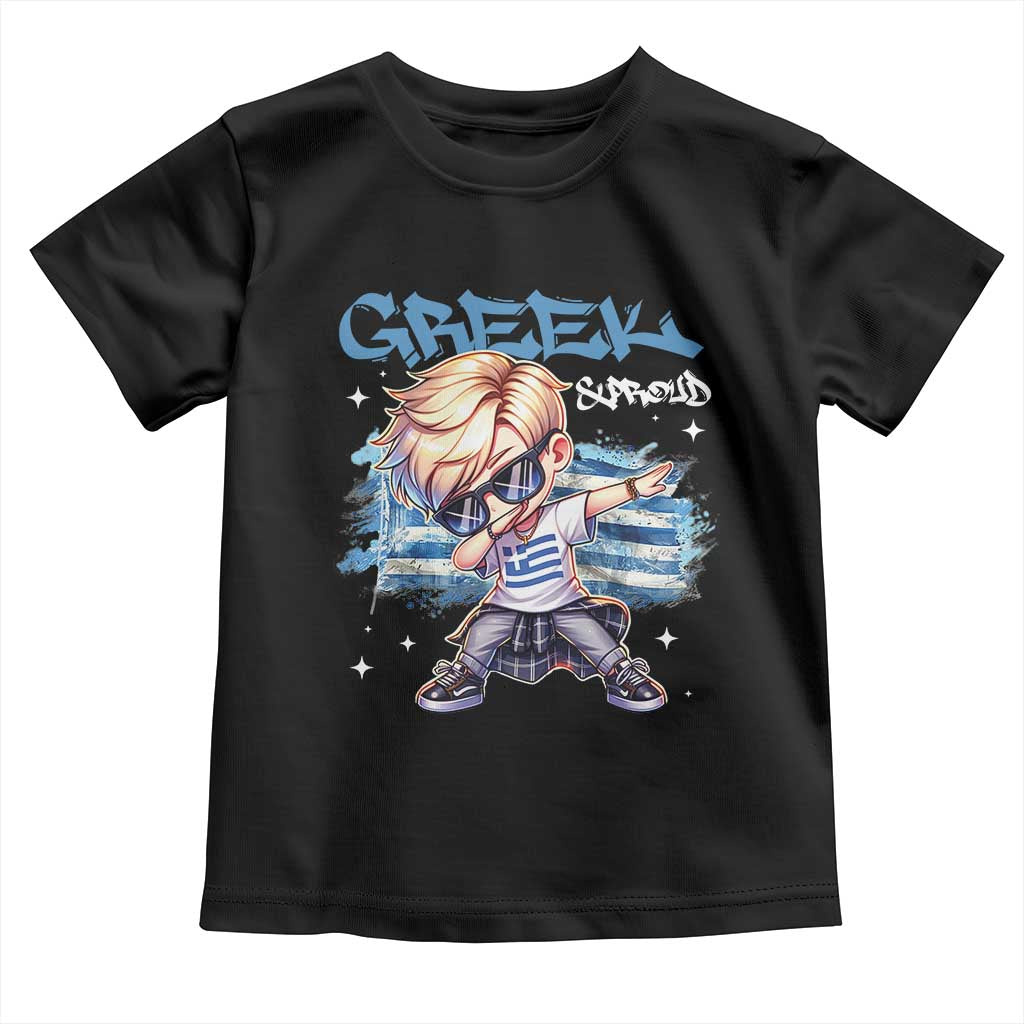 Funny Greek Boy Toddler T Shirt Greek And Proud Dabbing TS09 Black Print Your Wear