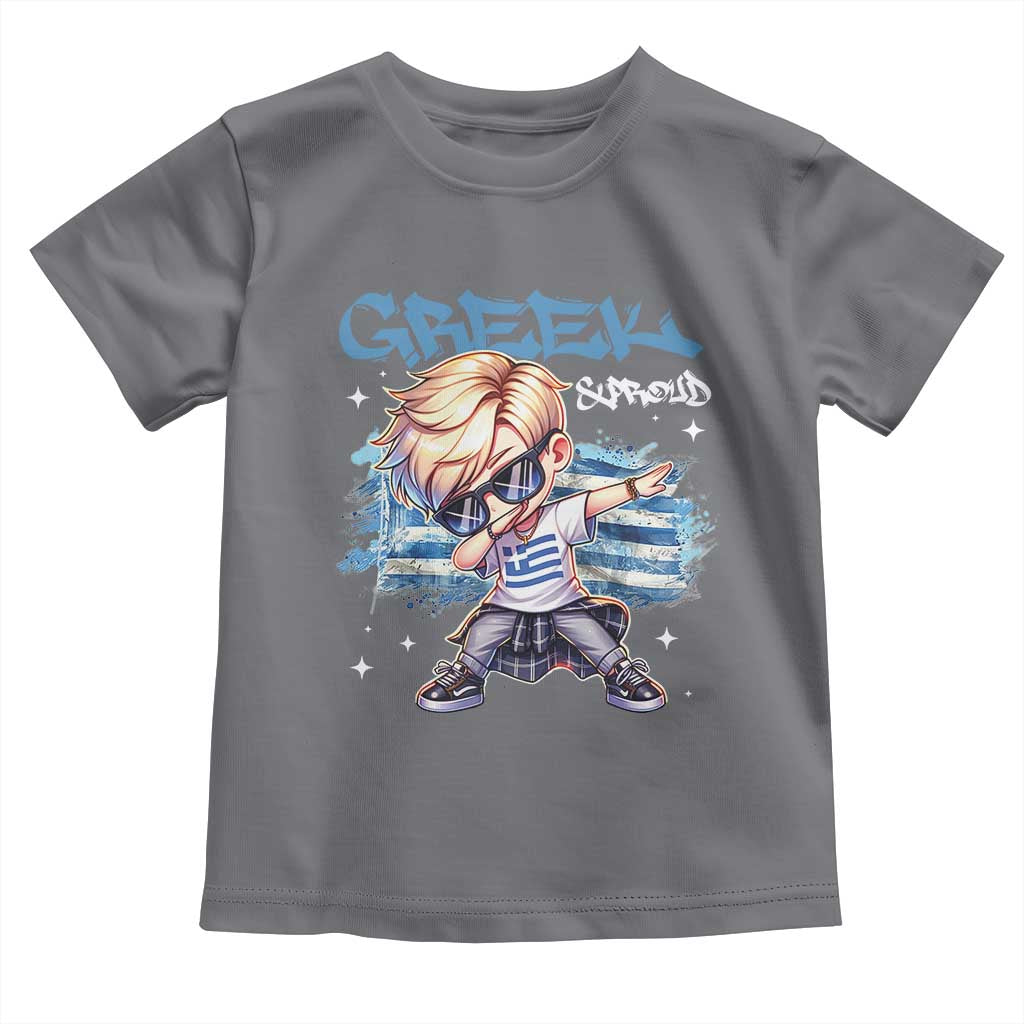 Funny Greek Boy Toddler T Shirt Greek And Proud Dabbing TS09 Charcoal Print Your Wear