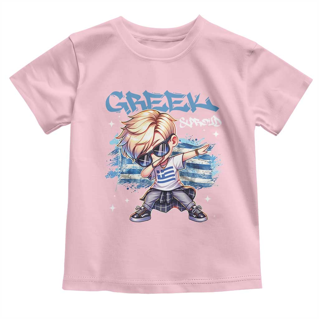 Funny Greek Boy Toddler T Shirt Greek And Proud Dabbing TS09 Light Pink Print Your Wear