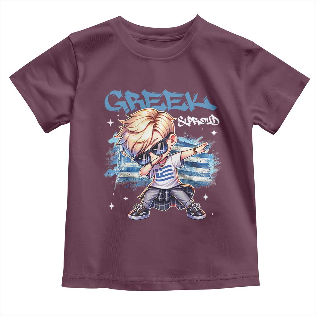 Funny Greek Boy Toddler T Shirt Greek And Proud Dabbing TS09 Maroon Print Your Wear
