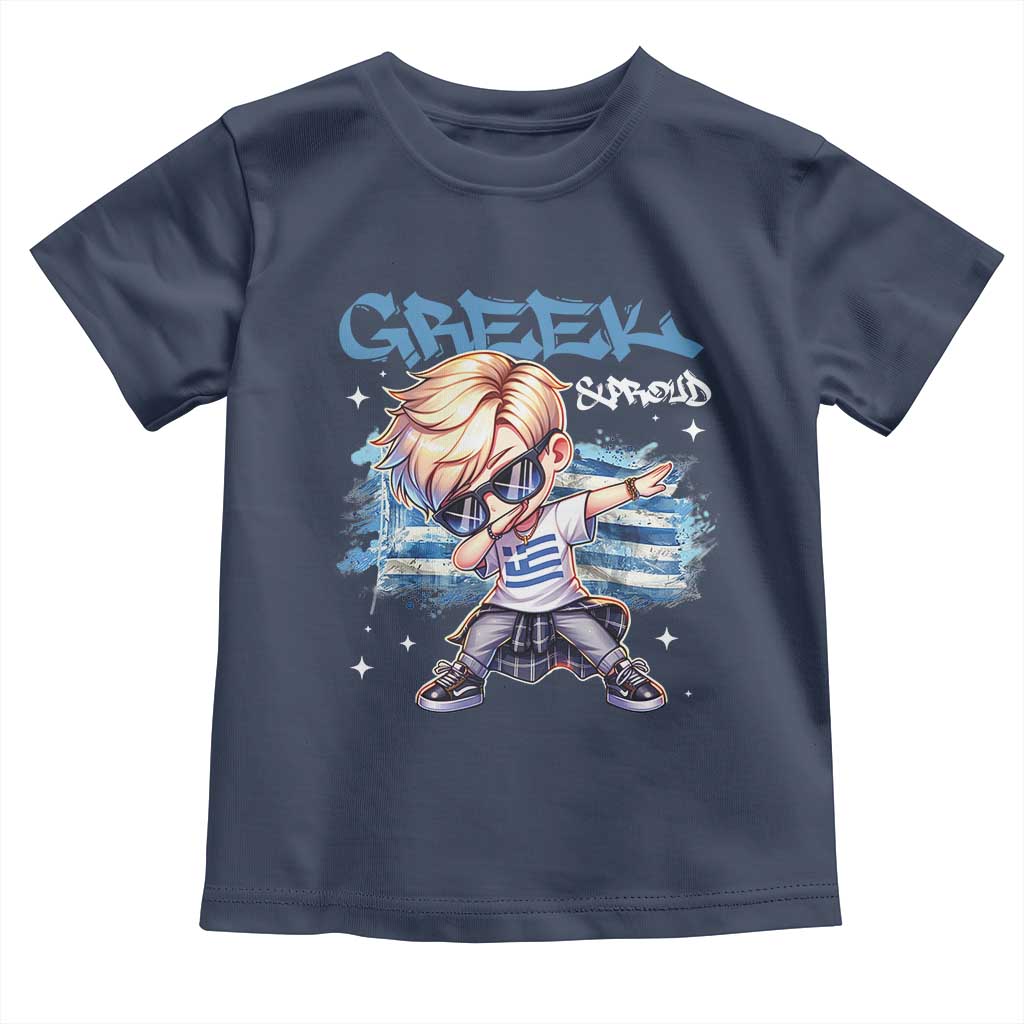 Funny Greek Boy Toddler T Shirt Greek And Proud Dabbing TS09 Navy Print Your Wear