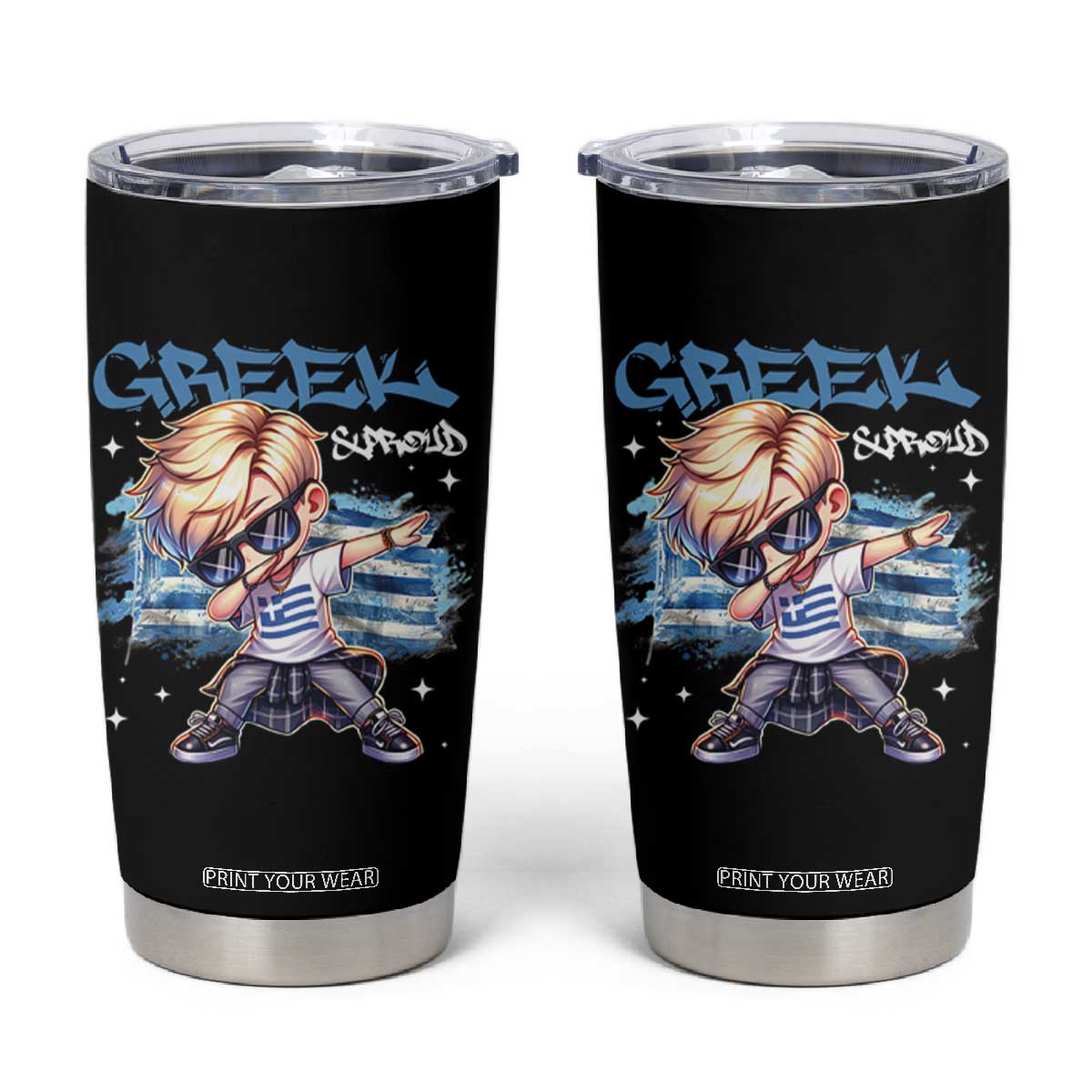 Funny Greek Boy Tumbler Cup Greek And Proud Dabbing TS09 Black Print Your Wear