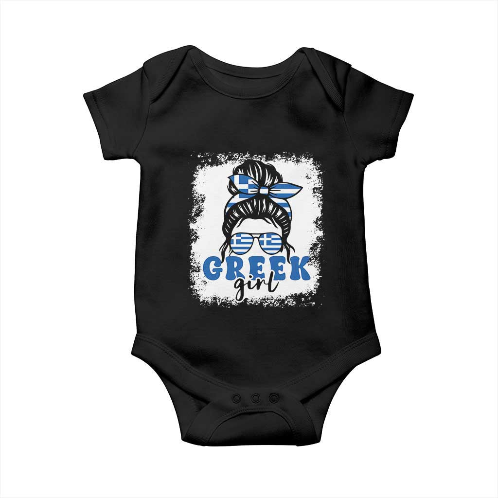 Greek Girl Pride Baby Onesie Proud Greece Messy Bun Girl TS09 Black Print Your Wear