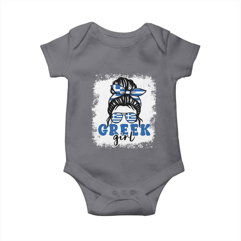 Greek Girl Pride Baby Onesie Proud Greece Messy Bun Girl TS09 Charcoal Print Your Wear