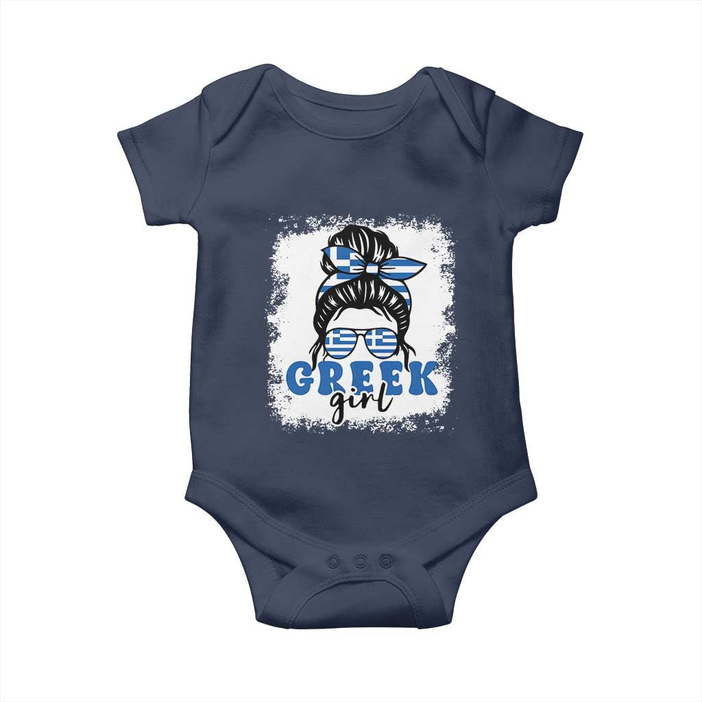 Greek Girl Pride Baby Onesie Proud Greece Messy Bun Girl TS09 Navy Print Your Wear