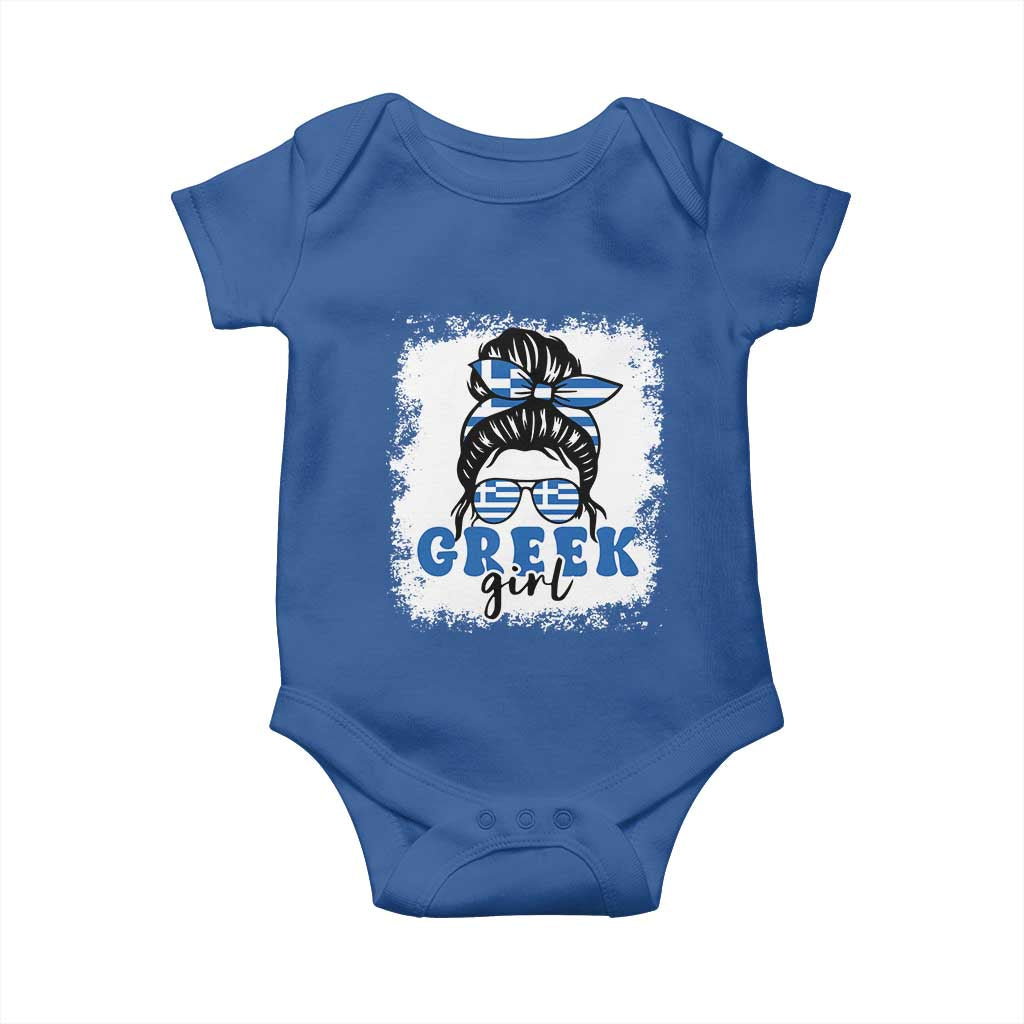 Greek Girl Pride Baby Onesie Proud Greece Messy Bun Girl TS09 Royal Blue Print Your Wear