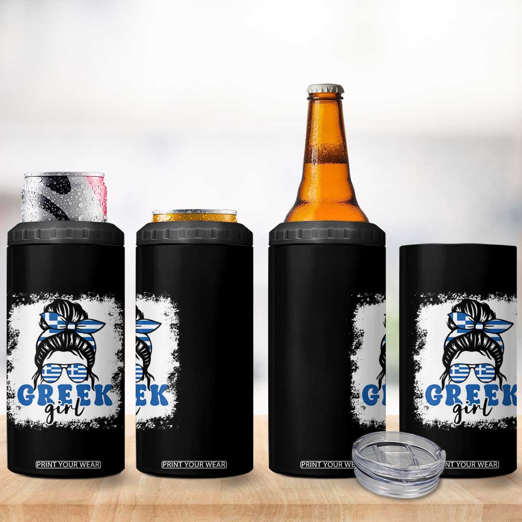 Greek Girl Pride 4 in 1 Can Cooler Tumbler Proud Greece Messy Bun Girl TS09 Print Your Wear