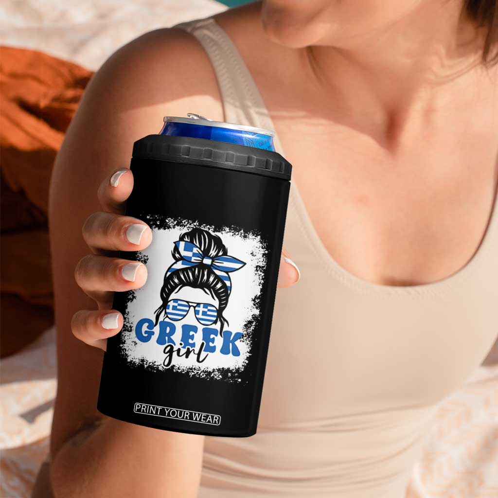 Greek Girl Pride 4 in 1 Can Cooler Tumbler Proud Greece Messy Bun Girl TS09 Print Your Wear