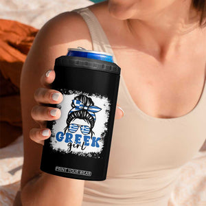 Greek Girl Pride 4 in 1 Can Cooler Tumbler Proud Greece Messy Bun Girl TS09 Print Your Wear