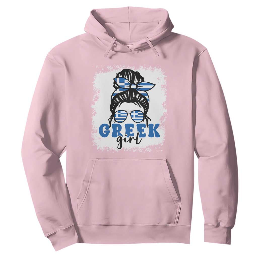 Greek Girl Pride Hoodie Proud Greece Messy Bun Girl TS09 Light Pink Print Your Wear