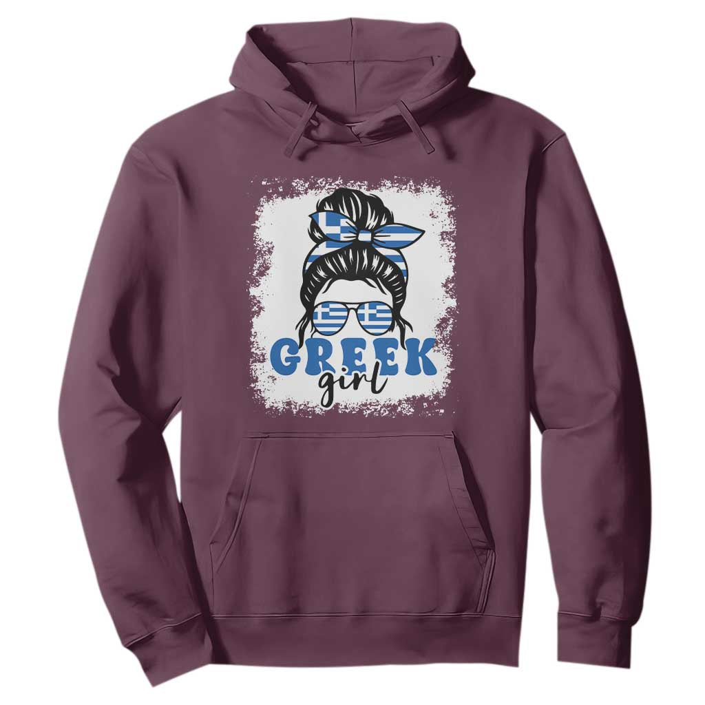 Greek Girl Pride Hoodie Proud Greece Messy Bun Girl TS09 Maroon Print Your Wear