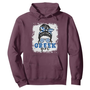 Greek Girl Pride Hoodie Proud Greece Messy Bun Girl TS09 Maroon Print Your Wear