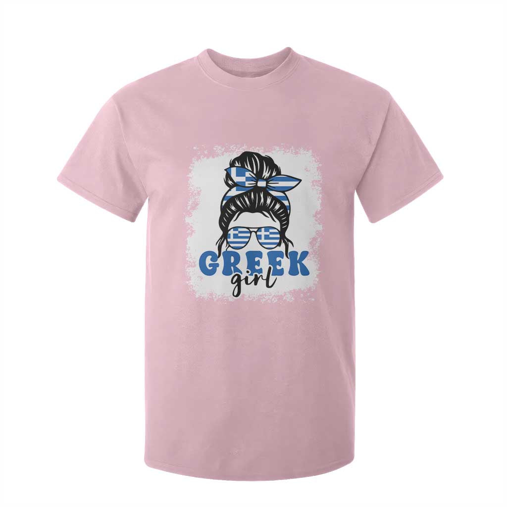 Greek Girl Pride T Shirt For Kid Proud Greece Messy Bun Girl TS09 Light Pink Print Your Wear