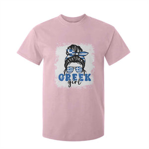 Greek Girl Pride T Shirt For Kid Proud Greece Messy Bun Girl TS09 Light Pink Print Your Wear