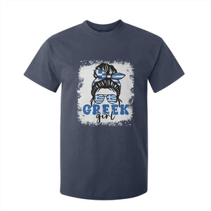 Greek Girl Pride T Shirt For Kid Proud Greece Messy Bun Girl TS09 Navy Print Your Wear