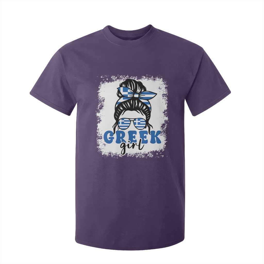 Greek Girl Pride T Shirt For Kid Proud Greece Messy Bun Girl TS09 Purple Print Your Wear