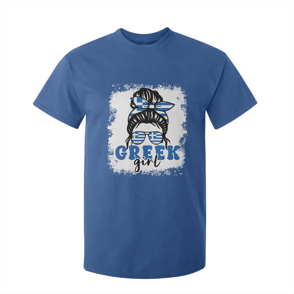 Greek Girl Pride T Shirt For Kid Proud Greece Messy Bun Girl TS09 Royal Blue Print Your Wear
