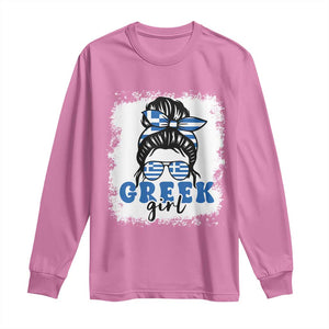 Greek Girl Pride Long Sleeve Shirt Proud Greece Messy Bun Girl TS09 Azalea Print Your Wear
